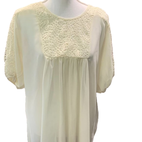 YA LOS ANGELES Ivory Crochet Silk Top NWT - Picture 1 of 10